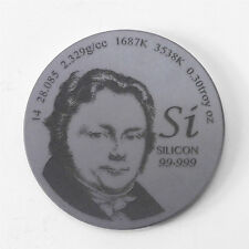 Pay Tribute to Silicon Discoverer 1.5 inch Diameter Pure Si Metal Coin picture