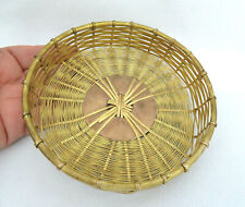 Vintage Woven Brass Metal Dresser Vanity Tray Basket ~ Coins Jewelry picture