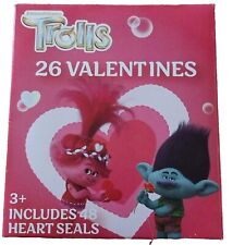 26 Valentine Troll  Cards Dreamworks Disney Girls School Party 48 Heart Seals picture