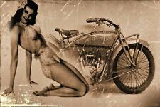 Indian Motorcycle Old Pinup Girl 4x6 Refrigerator Fridge Magnet Sign Man Cave  picture