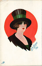 PC ARTIST SIGNED, LÉON BALME, GLAMOUR LADY IN TOPHAT, Vintage Postcard (b51160) picture