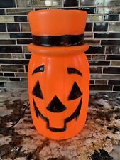 Vtg Blow Mold Table Top Halloween Jack O Lantern Pumpkin with Top Hat - 11