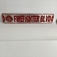 FIREFIGHTER BLVD Metal Street Sign 24x5 Embossed Sign picture