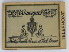 The Vanderbilt Hotel Thirty Fourth East of Park NYC NY Empty Matchbook Cover picture