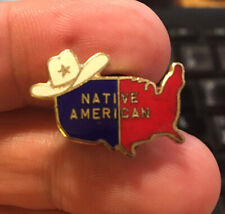 Native American enamel pin vintage NOS outlaw cowboy hat patriotic hat lapel bag picture