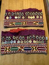 1960-70’ Multicolored Ethnic Beaded Cuffs w/Silver Coins and Colored Jewels 2pcs picture
