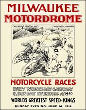 1914 Milwaukee Motordrome Vintage Motorcycle Racing Poster Art Print picture
