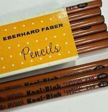 9 Vintage Unsharpened Eberhard Faber Koal-Blak Wooden Charcoal Pencils 4B #230 picture