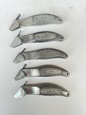 Lot of 5 Vintage Lewis Box Cutter Silver Safety Cover Razor Knife picture