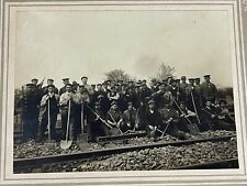 Railroad Construction Employees w/ Bossman Laying Track Antique Mounted Photo picture