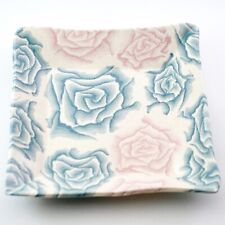Set of 5 Japanese Nerikomi Square Plate Pink Blue Rose Neriage Pottery Seto ware picture