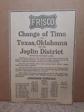 1909 Frisco Lines Railroad Newspaper Ad Change Time Joplin District Meteor Train picture