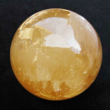120 MM Natural Citrine Calcite Quartz Crystal Sphere Ball Healing Gemstone+Stand picture