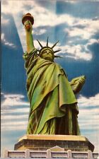 Linen Postcard Close-Up View of Statue of Liberty New York City Bedloe's Island picture
