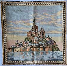 VTG GOBLYS Made in France Cotton Tapestry Le Mont St.Michel Abbey Castle History picture