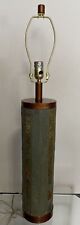 Mid Century Style Pottery Table Lamp Khaki Slate & Gold Tone 31.5” picture