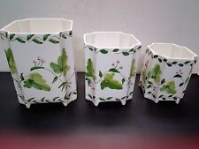 Vintage Portugal Ceramic Hand-painted Ivy Planters 3 Grad Sizes # 736-737-738 picture