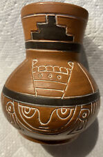 Vintage Leopolodo de Mexico Aztec 4.75” Redware Vase picture