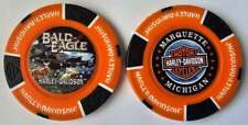 BALD EAGLE HARLEY-DAVIDSON Marquette MI Full Color Orange/Black Poker Chip picture