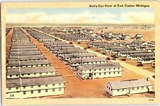 c 1942 Fort Custer, Michigan Bird's Eye View Vintage Postcard picture