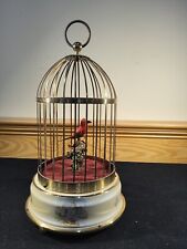Vintage German Karl Griesbaum?? Singing Automation Bird Brass Cage Music Box picture