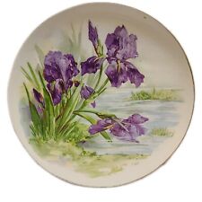 Vintage Purple Iris Dinner Plate Gold Trim 9.75