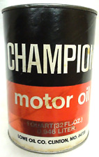 Vintage Champion Motor Oil Quart Can Full Lowe Oil Co. Clinton, MO SAE 30 picture
