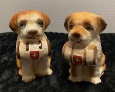 Vintage Porcelain St.Bernard Switzerland Salt And Pepper Shakers With Stoppers picture