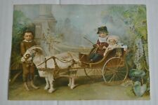 Antique Victorian Advertising Trade Card-Christmas Picture of Children in Cart picture