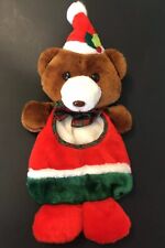 Vtg Santas Best Christmas Stocking Teddy Brown Bear Plush Stuffed Stocking picture