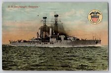 USS Delaware (BB-28) Lead Dreadnought Battleship Postcard 1914 Eagle WWI WWI picture