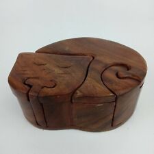 Asha Handicrafts Wooden Puzzle Trinket Box Handmade Sleeping Cat Hidden Storage picture
