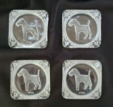 Vintage Scottish Terrier (Scottie) Intaglio Dishes Ash Tray Butter Pads Set of 4 picture
