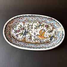 VINTAGE HAND PAINTED & SIGNED BERARDOS CERAMIC OVAL DISH MADE IN PORTUGAL picture