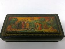 1993 Russian Lacquer Miniature Box - 4 Maidens by River - Signed 5 1/4
