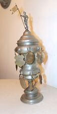 RARE LARGE antique 17th century German handmade forged pewter lidded family urn picture