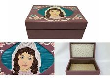 Vintage Artist Patty Sneed Hand Made Carved Wood Trinket Box Girl  picture