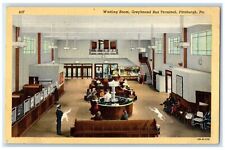 c1940's Waiting Room Greyhound Bus Terminal Pittsburgh Pennsylvania PA Postcard picture