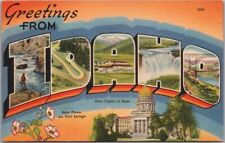 IDAHO Large Letter Postcard State Capitol & Flower / Tichnor Linen c1940s Unused picture