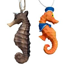 Midwest Resin Seahorse Christmas Ornament Lot of 2 Asst Brown orange 4 in picture