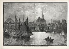 New York City Viewed from Paulus Hook Ferry New Jersey, Large 1880 Antique Print picture