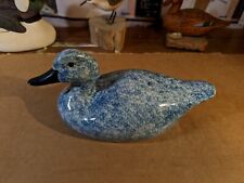 Vintage Enesco ceramic blue and white spongeware duck picture