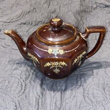 Vintage Glazed Brown Gold Trimmed Teapot Made in Occupied Japan - 8 x 6 Inches picture