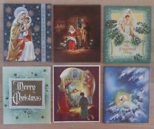 Lot of 6 Religious Vintage Christmas Cards Unused, Beautiful Illustrations picture