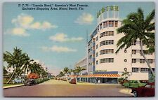 Lincoln Road America Exclusive Shopping Area Miami Beach Florida Linen Postcard picture