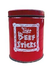 Figis Beef Sticks Tin Advertising Red Vintage Empty picture