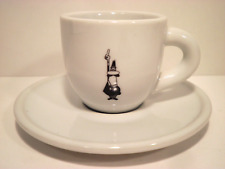 HTF Bialetti Italy Porcelain Expresso Demitasse Coffee Cup Mug Black Logo 2 Oz picture