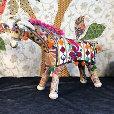 Vintage Large Rajasthan Fabric Horse Embroidered Mirrors India Toy Statue Ethnic picture
