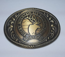 Rocky Mountain Elk Foundation Solid Brass Belt Buckle Bull Elk 3.75