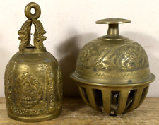 2x Large Vtg India Bells of Sarna Holiday Decoration Fancy 2-7/8